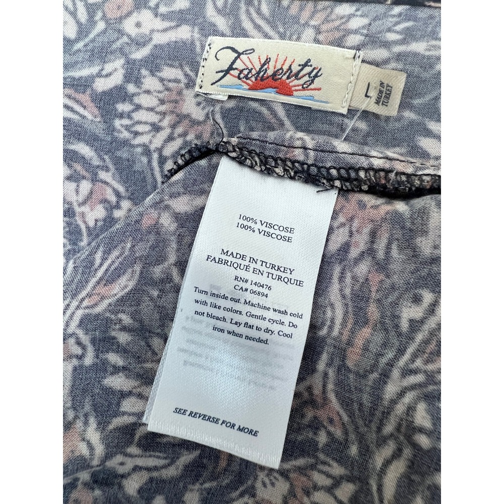 Faherty Isabella Maxi Dress Women Large Navy Rose Excellent Tiered Boho Paisley - Picture 9 of 10